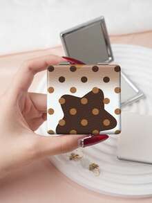 1PC Millennium Y2K Series Portable Vanity Mirror, Foldable Lightweight Ultra-Thin Convenient Hand Mirror, PU Leather, Suitable For Multiple Scenarios And All People, Foldable Small Square Mirror, Pocket Mirror, Cartoon Star Bow Cherry Heart Plaid Printed Pattern Design, Exquisite Handheld 180° Flip Cover Multi-Function Mini Mirror Compact Mirror Mirrors, Daily Holiday Birthday Valentine's Day - Multicolor - View 5