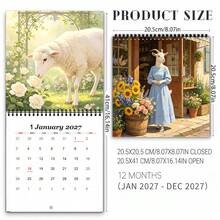 1pc 2027 Cute Sheep Calendar | Colorful Design, Square Spiral Calendar ...