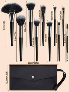 SEPROFE 10Pcs Professional Makeup Brush Set With Storage Bag, Large Fan Powder Brush, Blush Brush, Eyeshadow Brush, Concealer Brush, Ultra Soft Fibers Fit Face And Eyes For Natural Stereo Makeup, Easy To Use Makeup Tools - Black - View 6