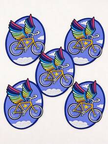 1pc/2pcs/4pcs/5pcs/7pcs/8pcs/9pcs Rainbow Wing Flying Bicycle Embroidered Iron On Patch For Jackets Backpacks - Multicolor - View 8