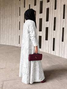 Hafizah Modest Textured Jacquard Long Sleeve Jacket For Women, Summer Spring White Fall - White - View 4
