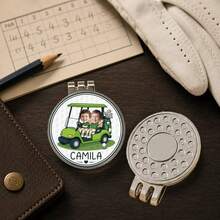 1 buah Penanda Bola Golf Foto Personalisasi, Aksesori Golf Stainless Steel dengan Foto Kustom, Cocok Sebagai Hadiah Turnamen Golf, Penanda Bola Golf Ukir Kustom (Dengan Klip Topi Magnetik), Penanda Bola Klip Topi Inisial Personalisasi, Hadiah Kustom untuk Pria, Hadiah untuk Pengiring Pengantin Pria - Perak - View 3