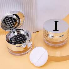 Makeup Organizer Portable Empty Loose Powder Container Refillable Cosmetic Sifter Box With Built In Mirror Travel Compact Makeup Case Ideal Gift For Girls Initial Name Balck 26 Letters Pattern - Silver - View 14