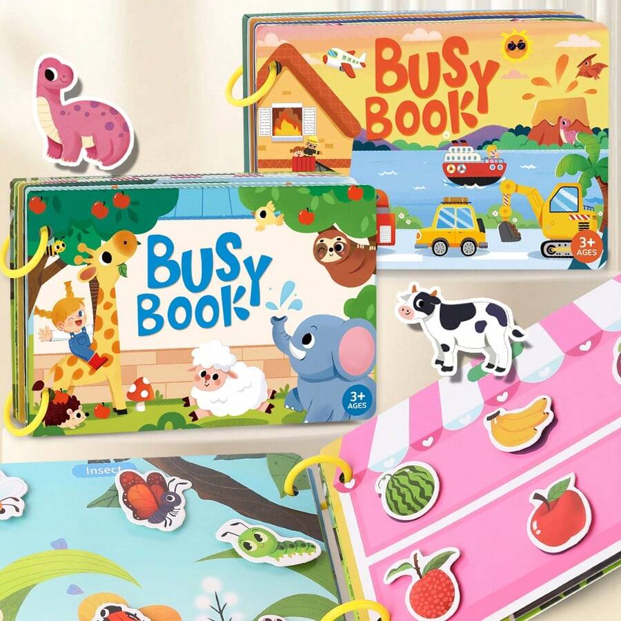somoving 1pc Reusable Dinosaur Scene Sticker Book, Cartoon Dinosaur Early Education Quiet Sticker Toy, Suitable For Toddlers And Children, Preschool Learning Activity Gift, Unisex For Boys And Girls