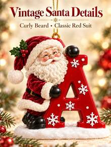 Christmas Tree Shaped Santa Claus Enamel Pendant - A-Z Letter Style - Ideal Decoration For Christmas, Valentine's Day And Thanksgiving | Multi-Functional Keychain And Backpack Charm, No Battery Required, 2D Flat Design, Suitable For All Seasons - Multicolor - View 2