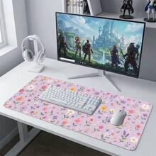 Purple Floral Extra Long Mouse Pad, Gaming Office Home Art Design, Gift For Friends And Family, Rubber Base, PC Laptop Study Desk Mat, Multiple Sizes, Computer Keyboard Pad, Non-Slip Durable Smooth Surface - A - View 4