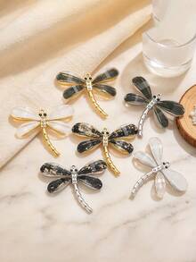 1Pc Stainless Steel Dragonfly Enamel Charm, Inlaid Rhinestone Insect Dangle Pendant For DIY Necklace Bracelet Jewelry Making - Pendants - View 5