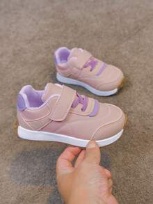 Kids' Retro Style Spring/Autumn Girls' Pink & Purple Colorblock Hook & Loop Thick Sole Casual Sports Shoes, Soft Bottom Anti-Slip - Pink - View 5