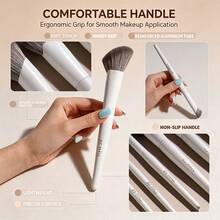 BS-MALL 12Pcs Professional Makeup Brush Set Luxury Grey White Vegan Face Cosmetic Tool Brushes With Bag - Light Grey - View 4