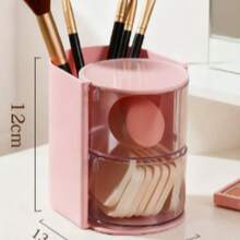 Rotating Makeup Organizer With Drawer, 180° Rotating Makeup Storage Box And Brush Holder, Multi-Layer Cotton Pads, Powder Puffs And Makeup Sponge Storage Box, Suitable For Vanity, Dressing Table, Bathroom Countertop, Space-Saving Beauty Storage - Multicolor - View 10