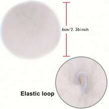 1/2/4/6pcs 2.36 Inch Large White Fluffy Faux Fur Pom Poms With Elastic Loop, Handmade Knitted Accessories For Hats, Shoes, Scarves, Gloves, Handbags - Multicolor - View 4