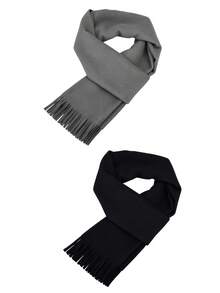 1pc/2pcs/3pcs Women's Autumn/Winter Solid Color Faux Cashmere Long Tassel Scarf, Soft Skin-Friendly Thickened Warm Oversized Shawl, Multi-Color Options, Outdoor Windproof Cold-Resistant Versatile Coat Neck Warmer - Multicolor - View 25