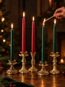4/2PCS, Vintage Style Smooth Pointed Long Taper Candles, Red/Green, Christmas Set, 0.86*9.84 Inch Long Taper Candles, Ideal For Home Decor, Festive Party, Tabletop Decoration, Christmas, Christmas Decoration - Multiple Styles - View 2
