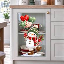 Christmas Snowman Window Stickers, Cute Snowman Balloon Static Cling Window Decals, No Glue Needed Holiday Glass Decoration, Suitable For Windows And Doors - Snowman Balloon - View 2