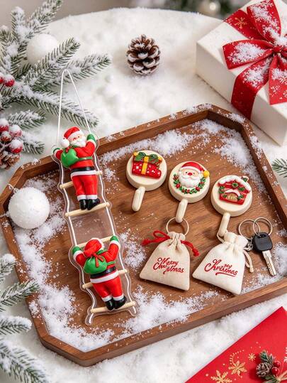 4pcs/Set Climbing Santa Claus Decorations, Non-Woven Fabric Climbing Rope Santa Ornament, Xmas Tree, Window, Fireplace & Outdoor Garden Decor, Christmas Party Supplies