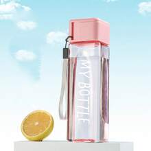 1pc 500ml/16.9oz Creative Highly Attractive Student Portable Sports Water Cup Fashionable Minimalist Square Plastic Cup - Multicolor - View 13