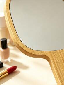 1pc Elegant Portable Bamboo Handheld Mirror, Pocket Mirror, 2 Sizes Available, Handheld Style, No Battery Required, Smooth Glass Mirror Surface, Suitable For On-The-Go Makeup And Decoration, Portable Mirror - Multicolor - View 6