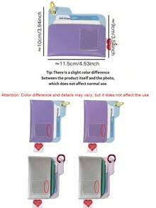 Card Holder Keychain Multi-Slot Card Holder, Spring Rope Strap With Hollow Metal Butterfly & Heart Pendant, Color-Block Layered Card Sleeve; Suitable For Students And Office Workers, Can Store Campus Card And Access Card, Daily Commute And Campus Travel, Valentine's Day And Birthday Gift, Sweet & Cool Y2K Style Portable Storage, Creative Small Gift For Best Friends - Multicolor - View 11
