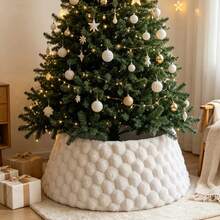1pc Christmas Tree Collar Plush Christmas Tree Skirt, Suitable For Artificial Christmas Tree, Farmhouse Country Style Tree Ring Tree Skirt, Christmas Home Decor - Christmas Tree Skirt - View 9