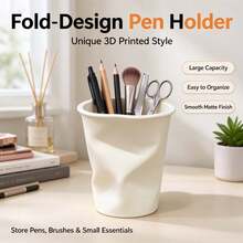 1pc 3D Printed Crumpled Paper Cup Shaped Pen Holder Storage, Fashionable Stationery Organizer, Fun Desktop Decor Gift For Classroom And Office, Creative Student Desk Organizer, Piggy Bank, Home Decor - Multicolor - View 1