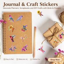 50 buah Stiker Burung Kolibri dan Bunga Cat Air, Stiker Burung dan Bunga PET Transparan, Paket Stiker Alam Botani Segar, Dekorasi DIY Tahan Air untuk Jurnal, Buku Catatan, Laptop, Ponsel, Scrapbook, Perencana, Hadiah Natal untuk Pecinta Stiker - MultiWarna - View 5