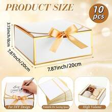 10pcs - Black Gift Boxes With Lids, Large, Medium, Small Sizes, Groomsman Proposal Boxes, Luxury Black Gift Boxes With Ribbons For Wedding Boxes, Birthday Boxes, Party Boxes, Christmas Boxes, Bridesmaid Boxes, Back To School Gift Boxes, Graduation Gifts, Valentine's Day Gift Boxes - Multiple Styles - View 24