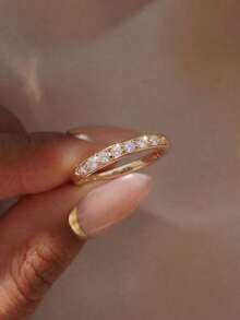1pc Elegant Rhinestone Ring, Exquisite & Unique, Suitable For Women Attending Parties And Balls, Carefully Crafted Jewelry, Ideal Anniversary Gift For Girlfriend - Plain Ring - View 2