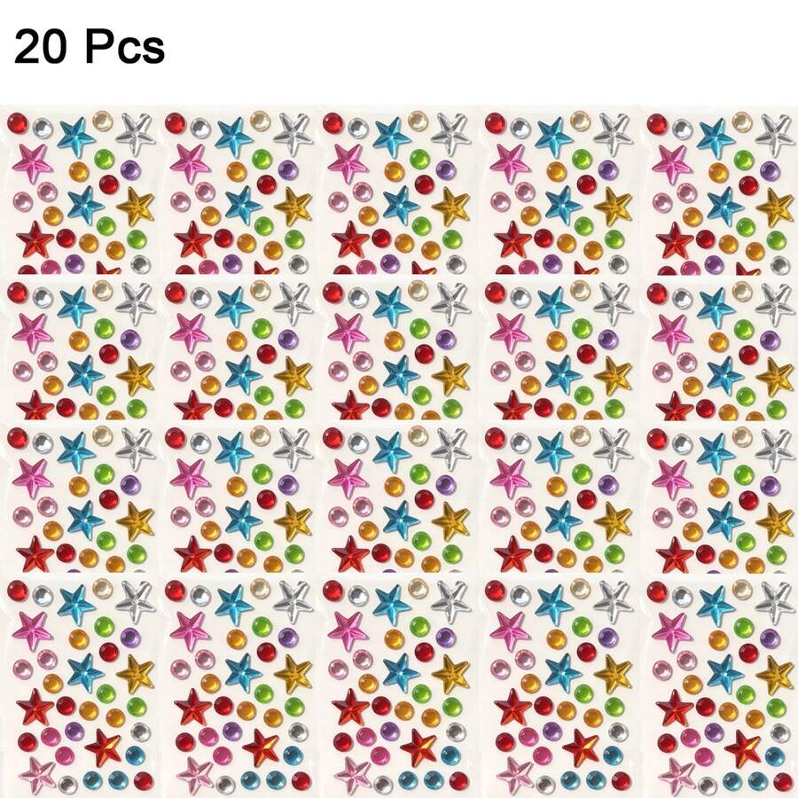 Self‑Adhesive Rhinestone DIY Stickers, Colorful Acrylic Gem Glitter Stickers, Moon Star Diamond Gems, For Kids Craft, Scrapbooki
