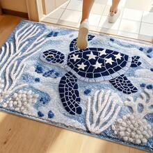 1pc Undersea Turtle Pattern Microfiber Bath Rug,Non-Slip Soft Bathroom Mat,Doormat,Water Absorption Mat,Machine Washable,Low Pile,TPR Backing,Knit Fabric,ForBedroom,Kitchen,Entryway,Indoor & Outdoor Use,Accessories & Home Decor,Perfect New House Gift - A - View 7