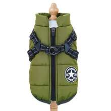 1pc Winter Dog Coat With Adjustable Chest Strap, Zipper, Polyester Filling, Suitable For Small And Medium Dogs - Green - View 18