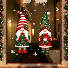 1/3Pcs Christmas Gnome Static Window Clings, Static Cling Reusable, Xmas Gnomes, Gingerbread Man, Christmas Tree & Wreath Print, For Home & Shop Window, Christmas Home Decor - Multicolor - View 4