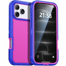 手機保護殼：相容於 18 Pro Max 17 16 15 14 13 12 Pro Max，雙色拼接設計，時尚簡約，提供全方位保護，防震耐用手機保護殼 - 透明粉紅色 - 查看 13