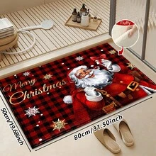 1pc Kitchen Floor Mat, Soft Faux Cashmere Material, Christmas New Year Theme Flannel Rug, Kitchen Entryway Anti-Slip Mat, Entrance Door Mat, Bedroom Door Mat, Suitable For Multiple Scenes Anti-Slip Floor Mat, Room Decor, Holiday Gift - Multicolor - View 14