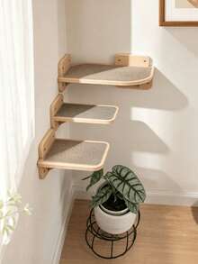 Wooden Wall-Mounted Cat Hammock, Cat Jumping Platform, Climbing Ladder, Cat Climbing Toy Rack Combination Cat Tree - Multicolor - View 2