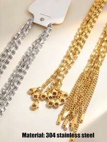 10 Pcs Stainless Steel Lip Chains, Gold And Silver Available, DIY Necklace, Suitable For DIY Jewelry Making, Fashion Choker Accessories - 10pcs - View 4