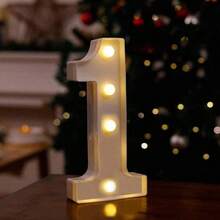 قطعة واحدة مصباح ليلي LED بتصميم أرقام من 0-9، ديكور حفلات وزفاف وكوكتيل - أبيض - مشاهدة 8