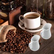 4-Pack White Porcelain Small Pitchers With Handles, 80 Ml Volume, For Holding Coffee, Milk, Juice And Sauce In Kitchen Spaces. - White - View 2