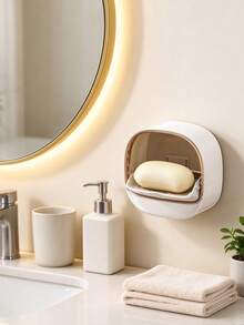 Wall-Mounted Soap Holder, Waterproof Flip-Top Design, Minimalist Soap Box, Suitable For Men And Women, Durable, Applicable For Kitchen, Bathroom, Shower Room, Home Bathroom Decor Storage Accessory, Travel Essential Shower Storage Rack - Multiple Styles - View 4