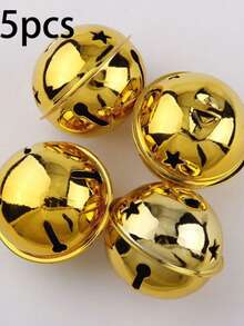 Gold Christmas Bells - Star Cutout Metal Craft Bells, Suitable For Christmas Tree Decoration, Gift Wrapping Ribbon, Wreath Decoration, Christmas Ribbon Wreath And Holiday Craft Making. - Round Bell - View 9