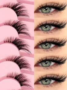 1pc New European & American Style Thick Double Layer Big Eye 7 Pairs Set Messy Explosive 3D False Eyelashes, Reusable - Multicolor - View 1