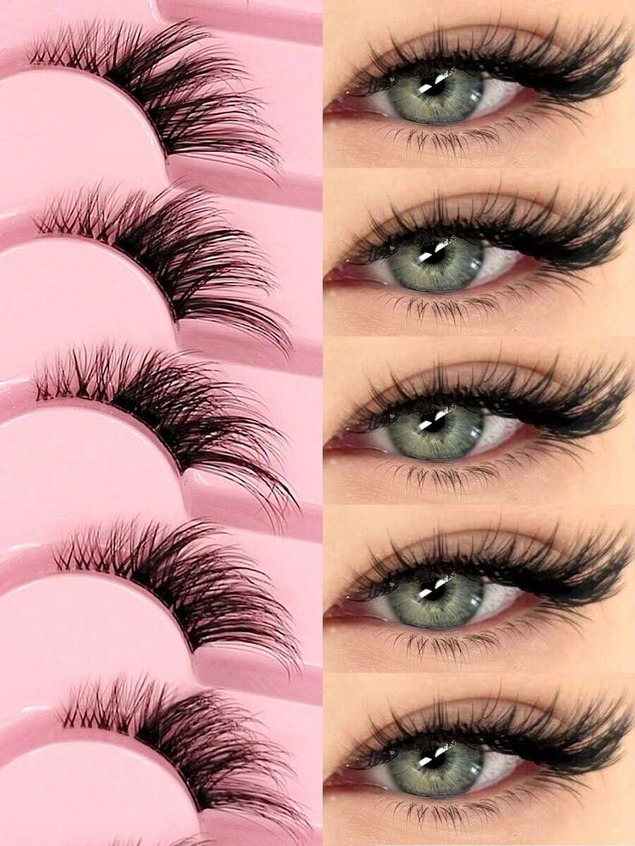 1pc New European & American Style Thick Double Layer Big Eye 7 Pairs Set Messy Explosive 3D False Eyelashes, Reusable - Multicolor - View 1