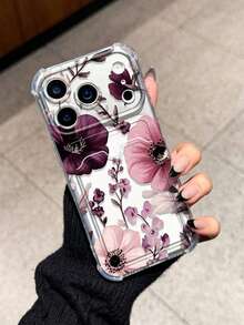 Elegant Floral Card Holder Anti-Drop Phone Case Compatible With Apple 17 Pro Max 13 Pro 17/16/14 Pro Max Highly Attractive New Style 13 Best Friend 15 Phone Protective Shell Ins 12/12 Pro Niche 11 Fresh 15 Pro Max Card Holder Style 16 - Clear - View 2