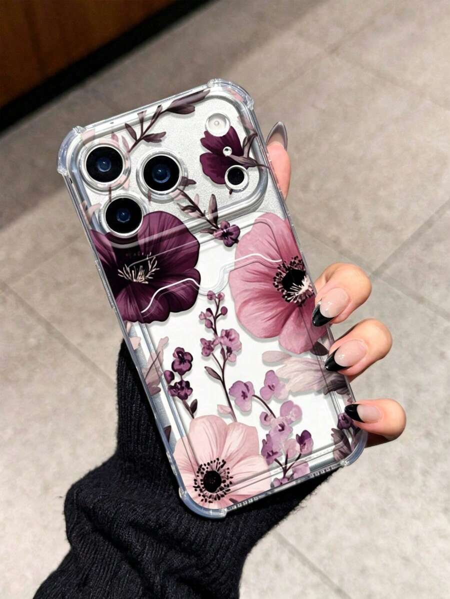 優雅花卉卡槽防摔手機殼,適用 Apple 17 Pro Max 13 Pro 17/16/14 Pro Max,高顏值新風格 13 Best Friend 15 手機保護殼 Ins 12/12 Pro Niche 11 Fresh 15 Pro Max 卡槽款 16 - 無色 - 查看 1