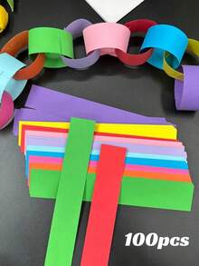 OBOVAY 101pcs/100pcs Rainbow Color Paper Chain Set Diy Crafts Suitable For Wedding Parties, Birthday Parties, Classroom Decoration It Can Also Be Used For Daily Home Decoration The Best Choice For Hanging Decorations - Multicolor - View 19