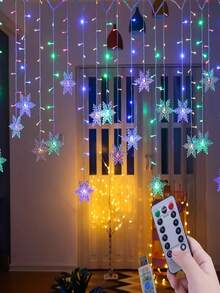1pc Snowflake Curtain String Lights, Multi-Functional LED Decorative Lights, Suitable For Various Scenes Including Bedroom, Storefront, Window Display, Wedding, Birthday Party, Stage Event, Christmas And Home Decor - Curtain String Lights - View 8