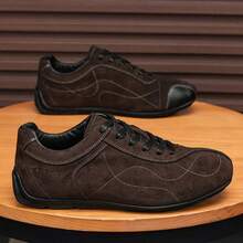 Men's All-Season Suede Low-Top Sneakers With Built-In Height-Increasing Insoles - Brown - View 8