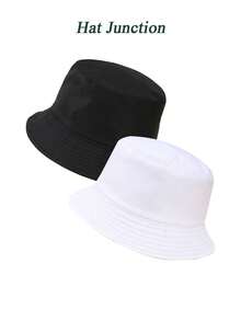 2pcs Unisex Bucket Hat, Beach Sun Hat, Fashion Fishing Hat, Suitable For Men, Women And Teenagers, Sun Protection Foldable Summer Travel Beach Sun Hat, Reversible - A - View 6