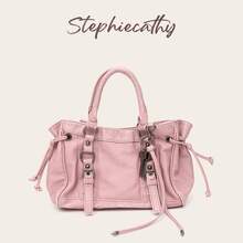 STEPHIECATHY Large Women's Vintage Distressed PU Leather Shoulder Tote Bag, Women's Retro Y2K Multi-Pocket Street Style Handbag, Suitable For Commuting, Shopping, And Travel - Multicolor - View 11