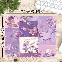 1pc Purple Patchwork Floral Butterfly Desk Mat, Multi-Purpose Makeup Nail Art Table Pad, Large Non Slip Desktop Protector S/M/L/XL - View 6