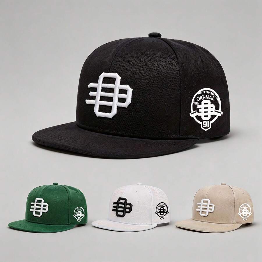 1pc Men's Gothic Letter Embroidered Hats For Men Adjustable Hats, UV Protection Sun Hat, Perfect For Casual Wear, Parties, Travel